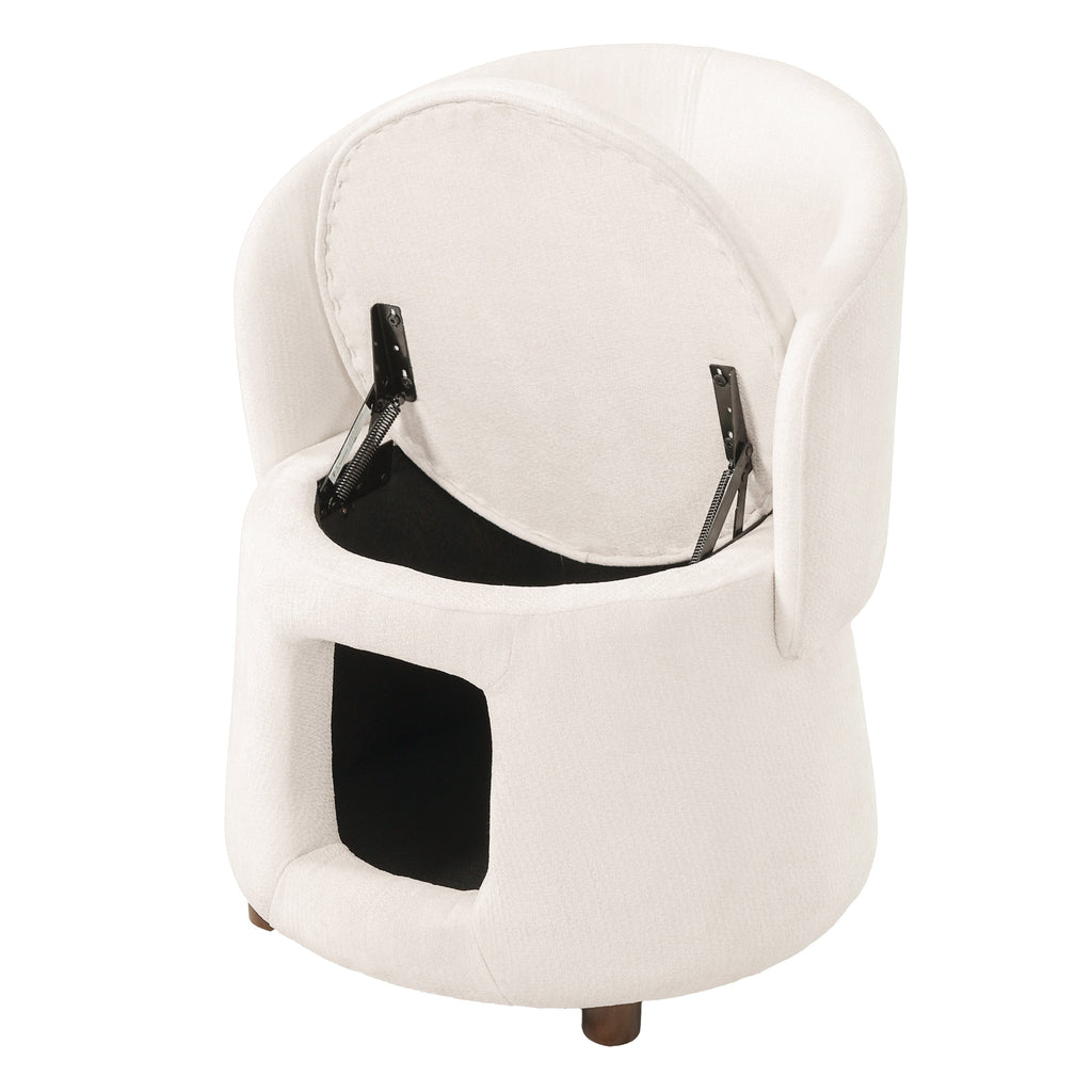 Beige Pet Friendly Chair with Hidden Pet Nook